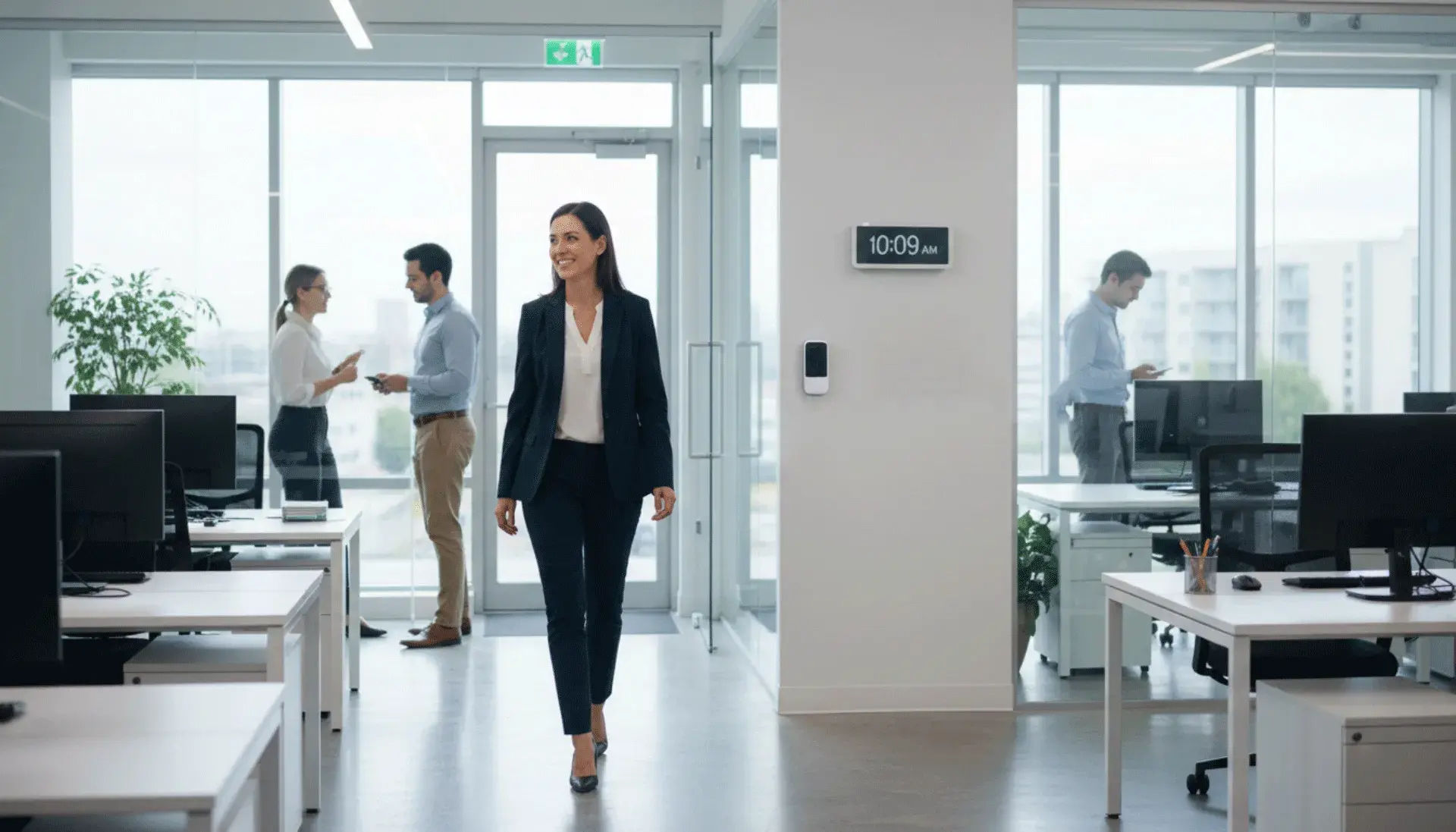 Time intelligence — holographic clock dissolving into structured data